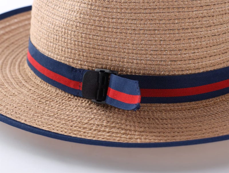 Connectyle Kids Boys Fedora Panama Hat Summer Beach UV Sun Protection Hats Boater Sun Hats XL Khaki - Image 5